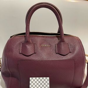 Furla Pebbled Leather Alba Satchel (AMARANTO)